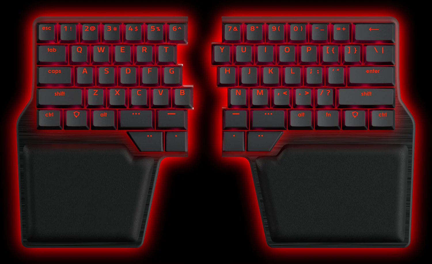 Dygma Raise keyboard which is a split keyboard with many customizable keys around where your thumbs would rest